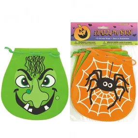 10pk Halloween Draw String Treat Bags