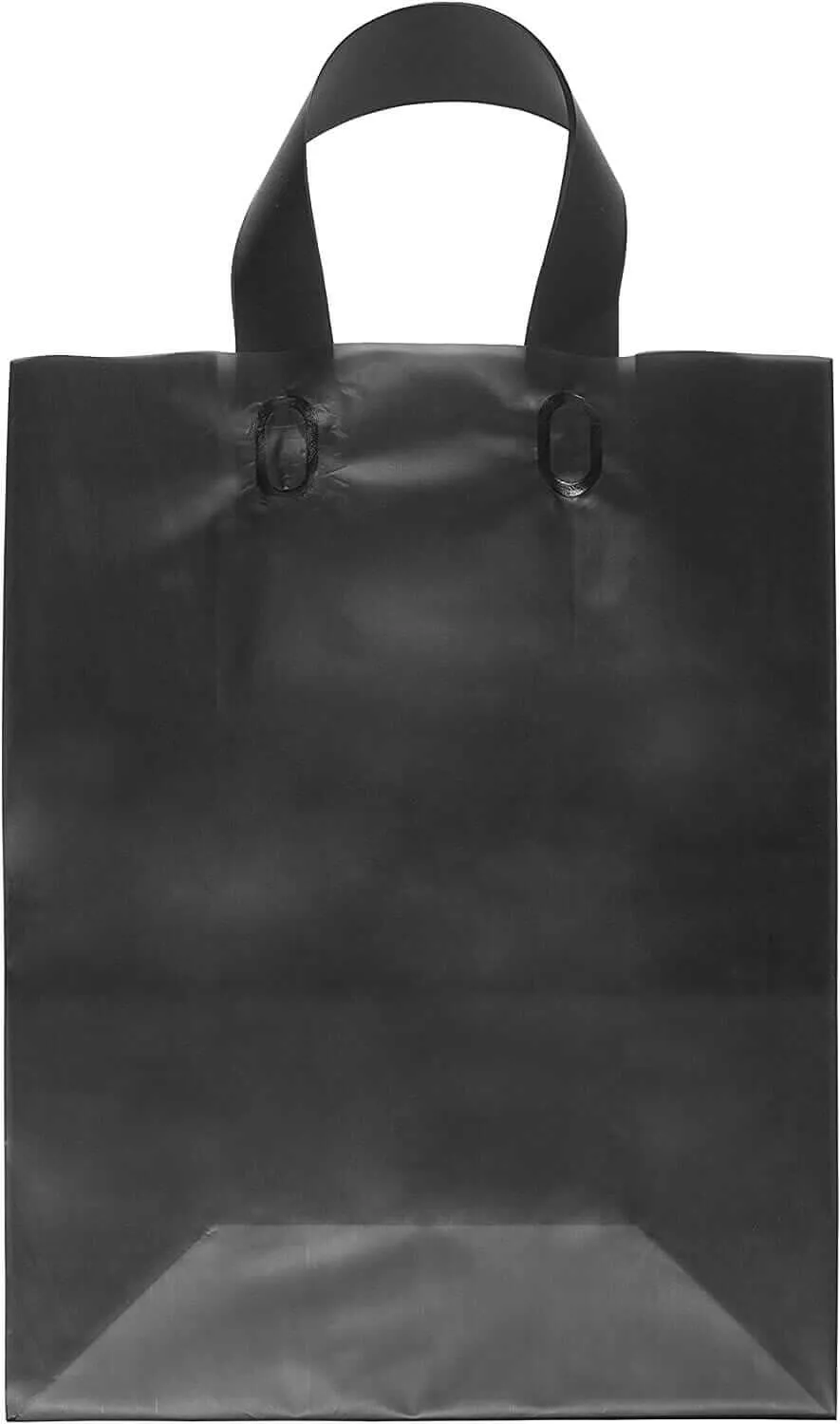 10x5x13 Medium Frosted Black Plastic Bags with Handles