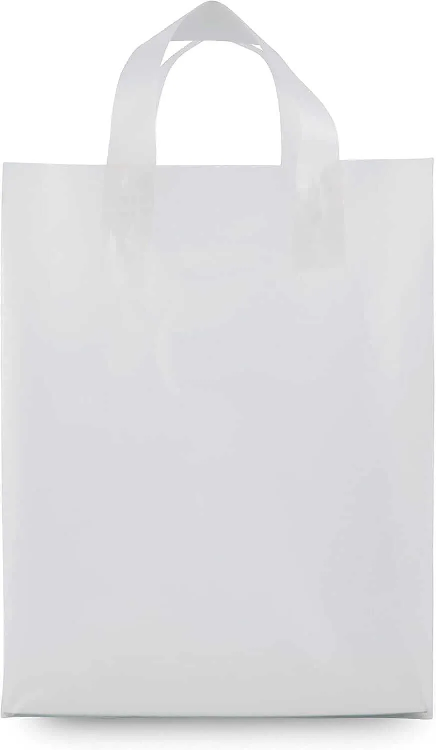 10x5x13 Medium Frosted White Plastic Bags with Handles