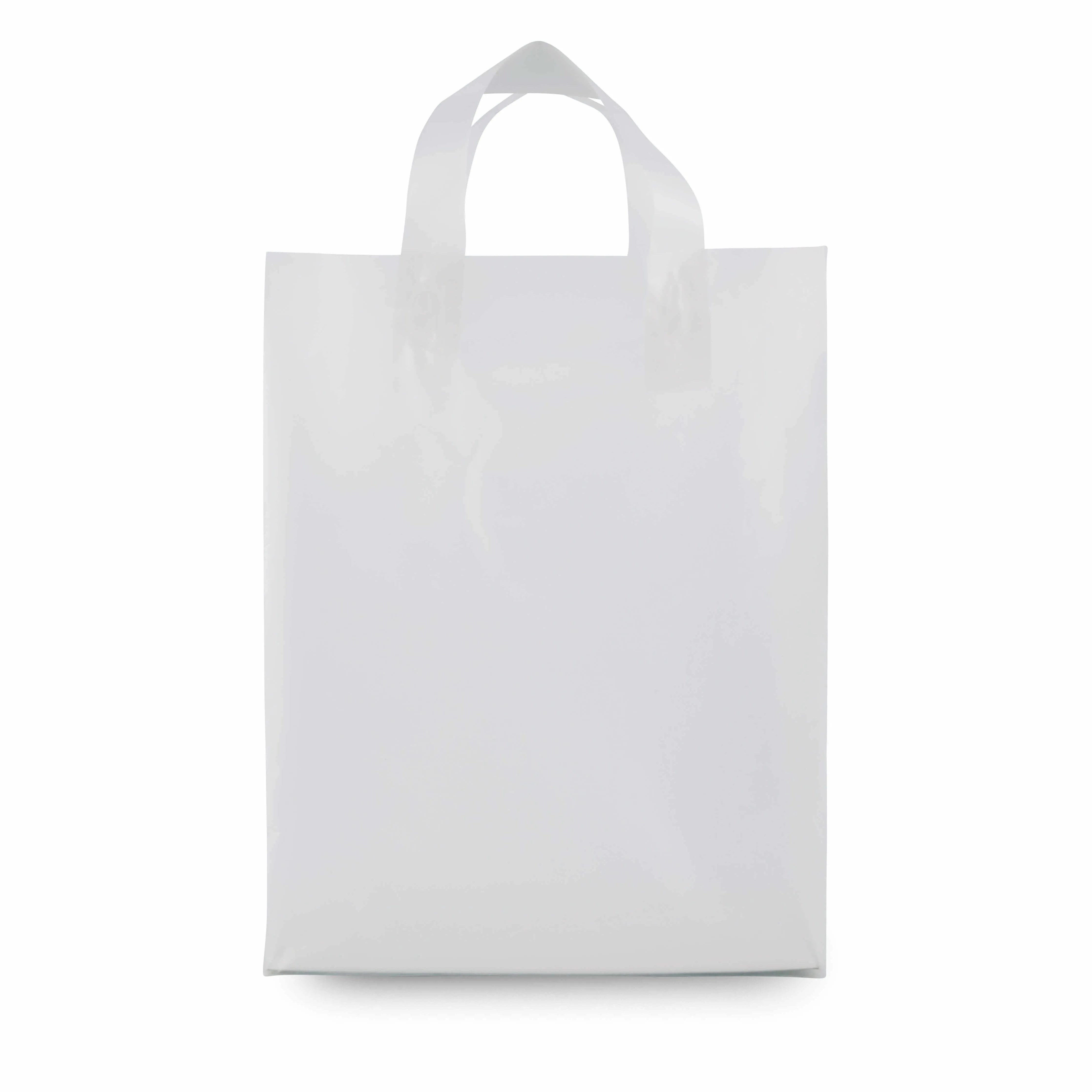 10x5x13 Medium Frosted White Plastic Bags with Handles