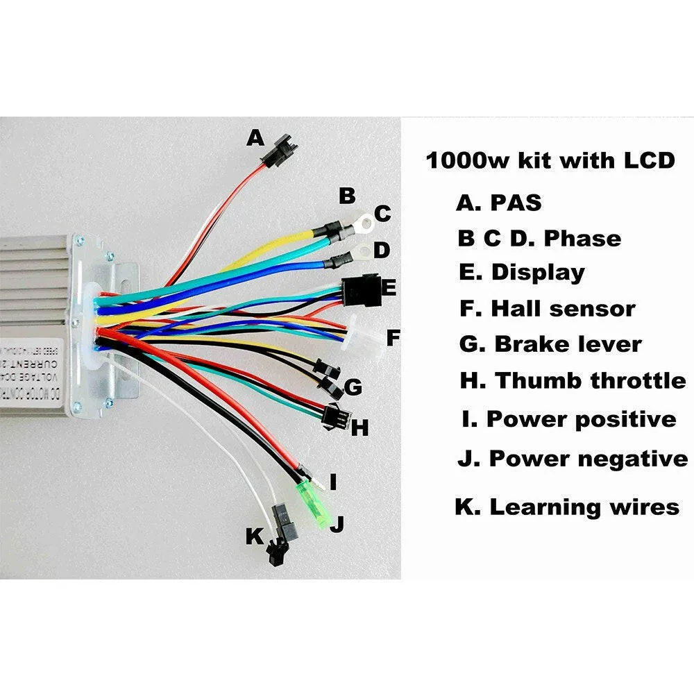 26x1.75'' Electric Bike Conversion Kit Bike Rear Wheel Hub Motor Kit 48V 1000W Powerful E-Bike LCD Display Motor Kit Brushless Controller PAS Signal Light Bike Brake Sensor Kit