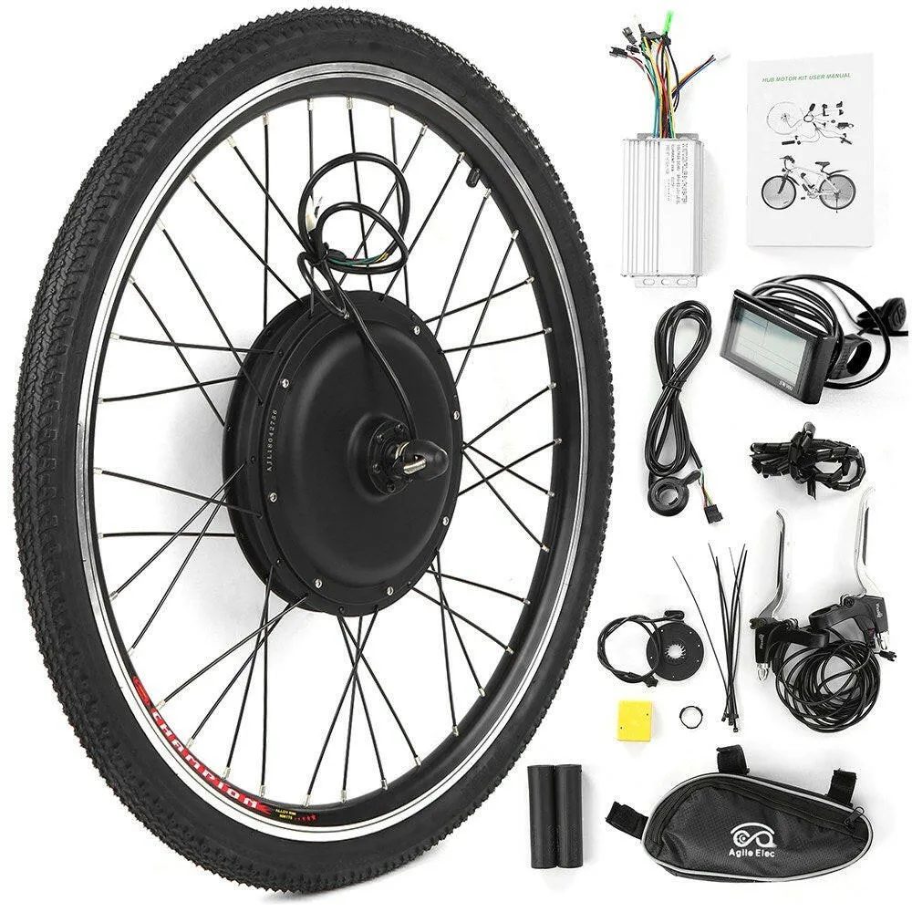 26x1.75'' Electric Bike Conversion Kit Bike Rear Wheel Hub Motor Kit 48V 1500W Powerful E-Bike LCD Display Motor Kit Brushless Controller PAS Signal Light Bike Brake Shifter Kit