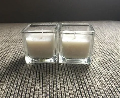 2" Square Clear Candle holder/ Votive With Wax