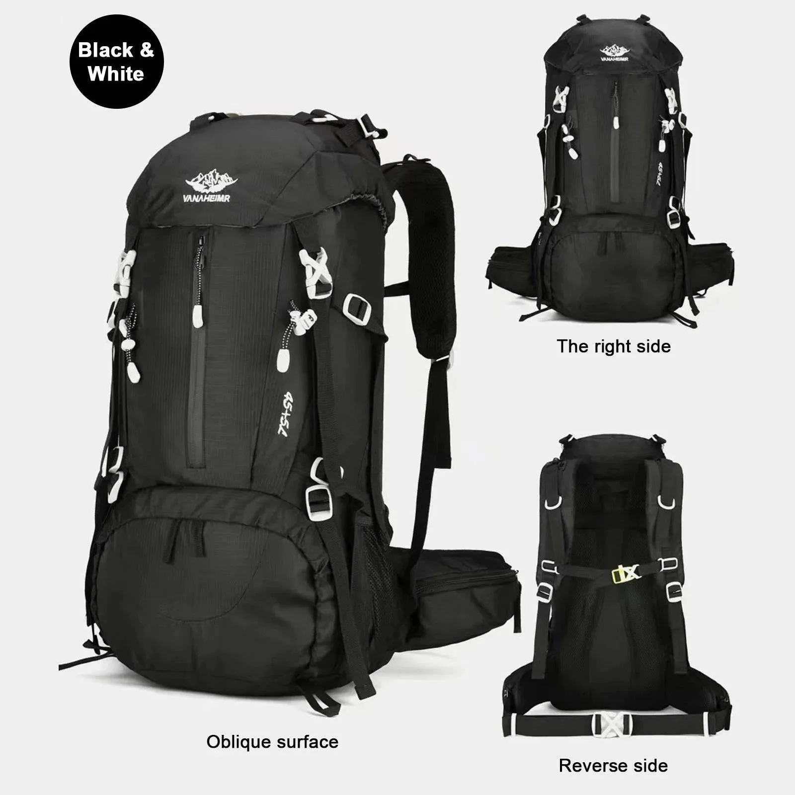 50L Hiking Backpack Waterproof Camping Backpack with Rain Cover Travel Day Pack Bag with Shoe Compartment for Outdoor Climbing