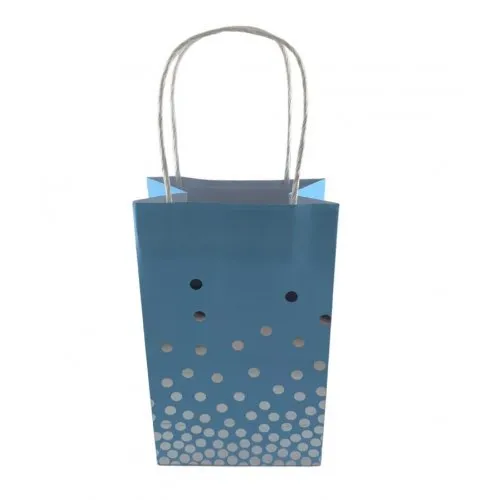 5pk Foil Silver Dots Blue Paper Gift Bags