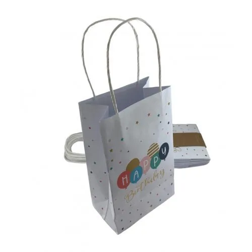 5pk Happy Birthday Multi Colour Stars Paper Gift Bags