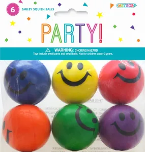 6pk Smiley Face Squishy Foam Ball