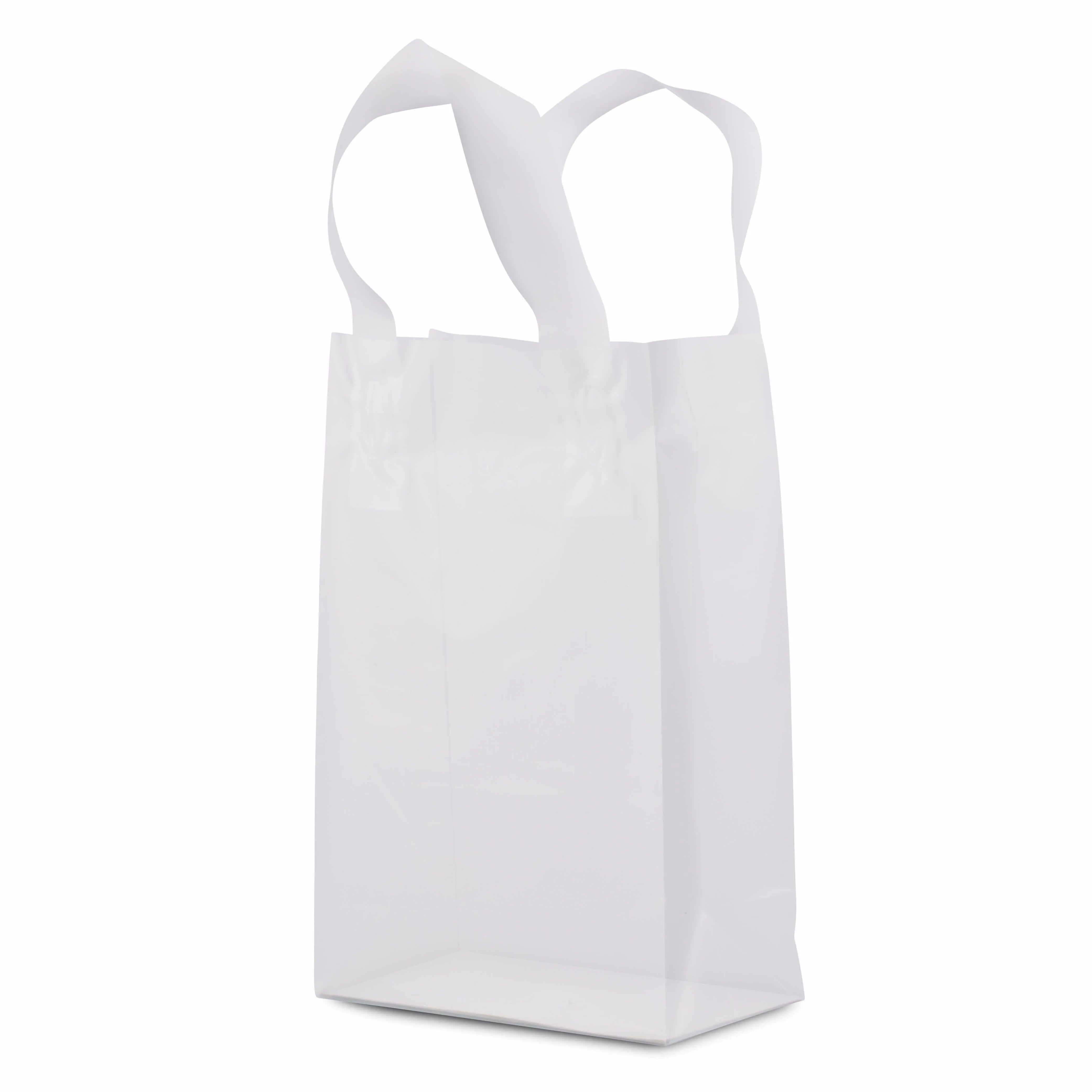 6x3x9 Extra Small Frosted White Plastic Bags with Handles