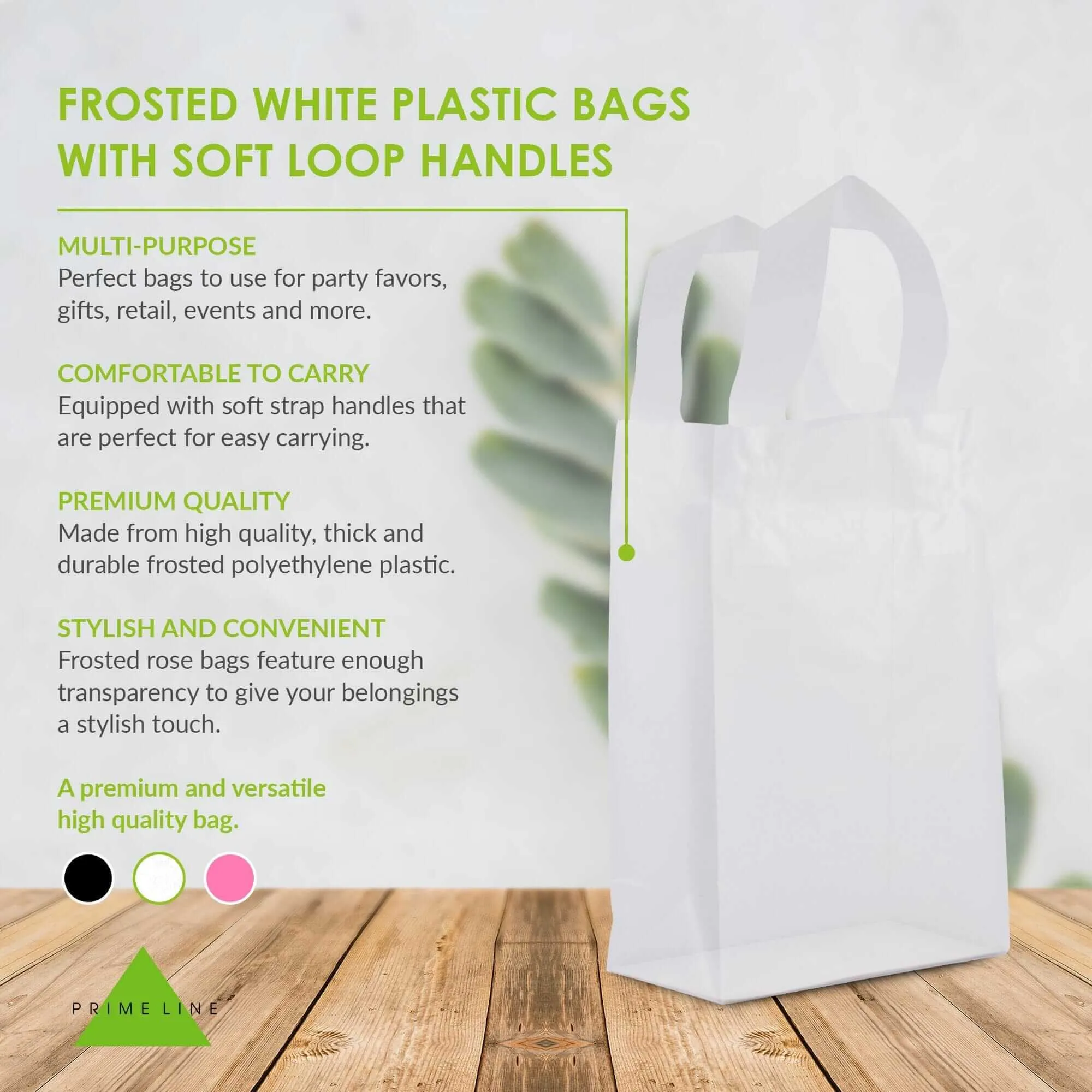 6x3x9 Extra Small Frosted White Plastic Bags with Handles