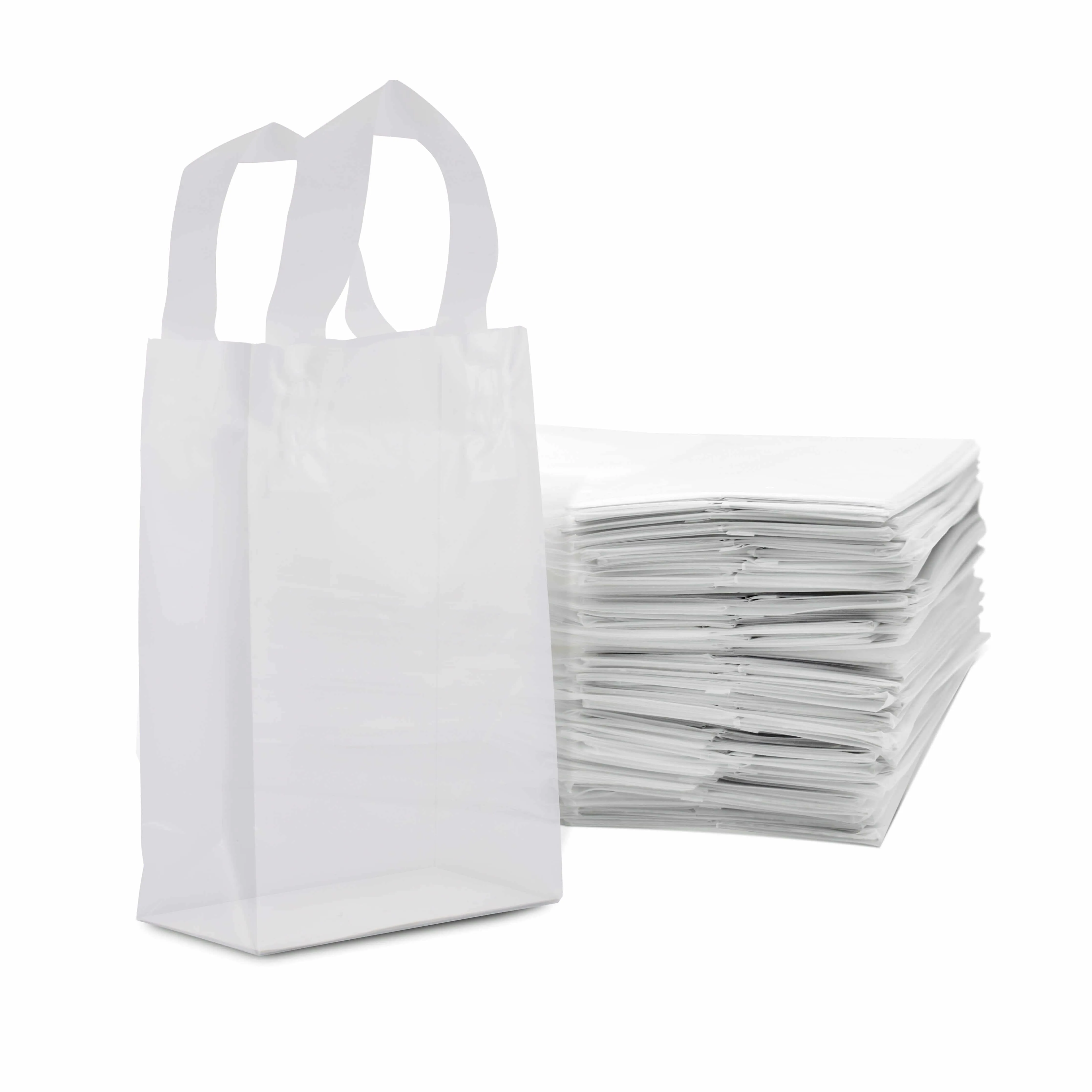 6x3x9 Extra Small Frosted White Plastic Bags with Handles