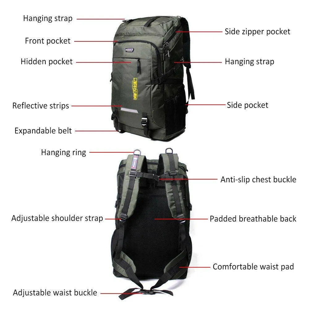 80L Mountaineering Backpack Waterproof Outdoor Running Bag Bicycle Bag Large Capacity Riding Bag Breathable Jogging Travel Daypack Bag for Riding Running Hiking Camping