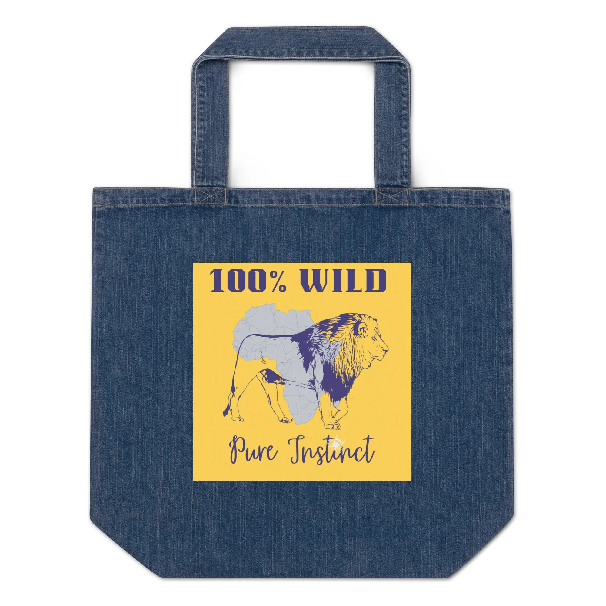 African lion, Sustainable denim tote bag