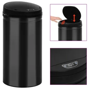 Automatic Lid Trash Can 50L Black Carbon Steel