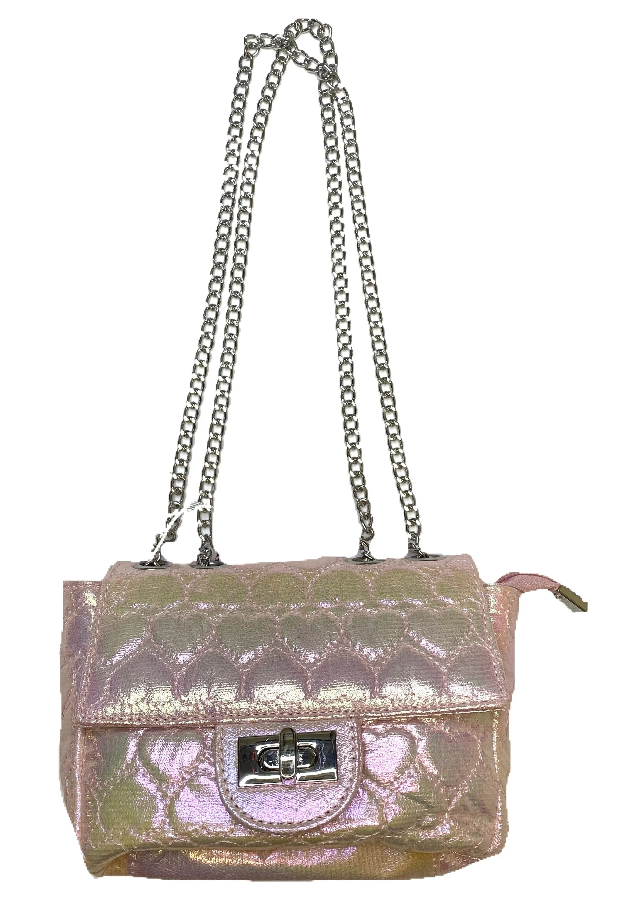 Bari Lynn Iridescent Quilted Handbag - Pink