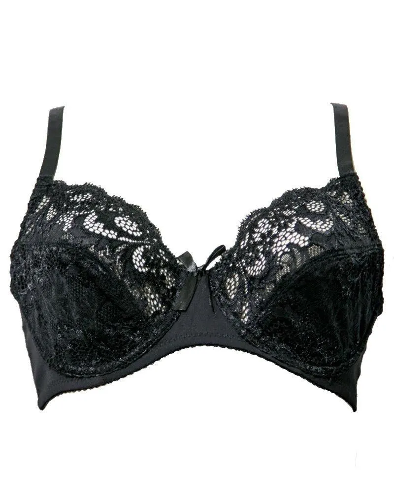 Black Bridal Bra , Non Padded - Under Wired Bra - Yadaili