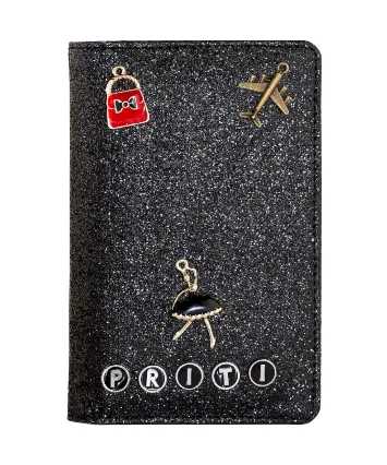 Black Glitter Passport Cover