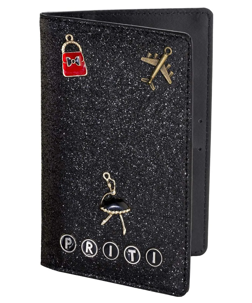 Black Glitter Passport Cover