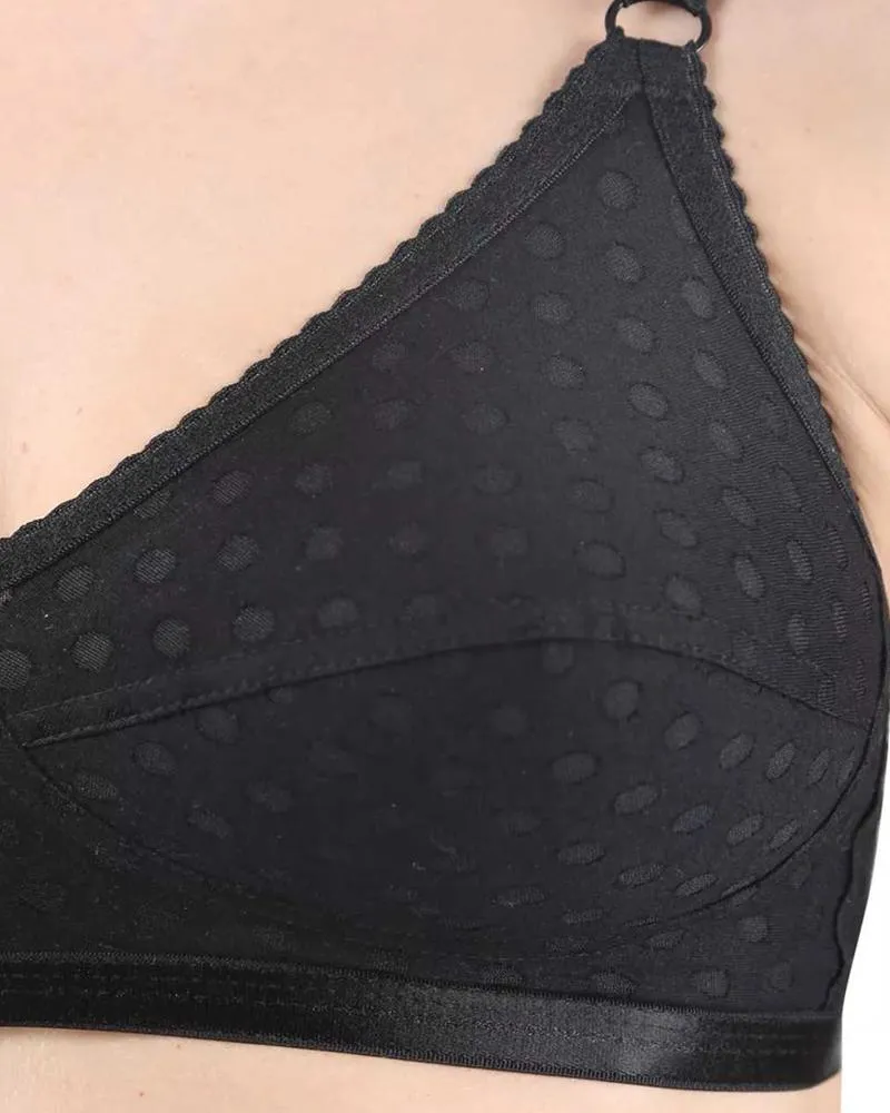 Black Plain Dotted Bra - 1579 - Bodycare - Black