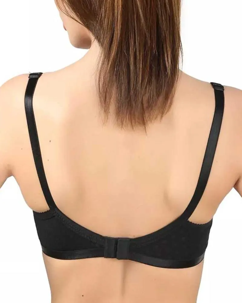 Black Plain Dotted Bra - 1579 - Bodycare - Black