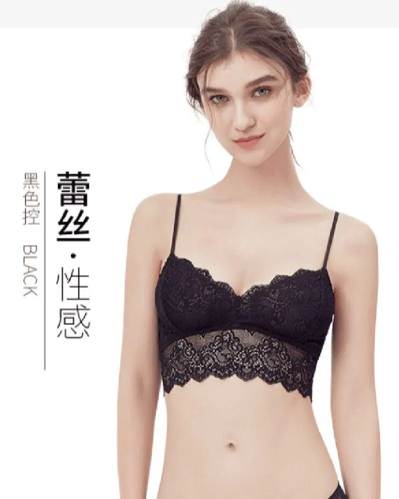 Black Sexy Lace Cotton Bra 9265