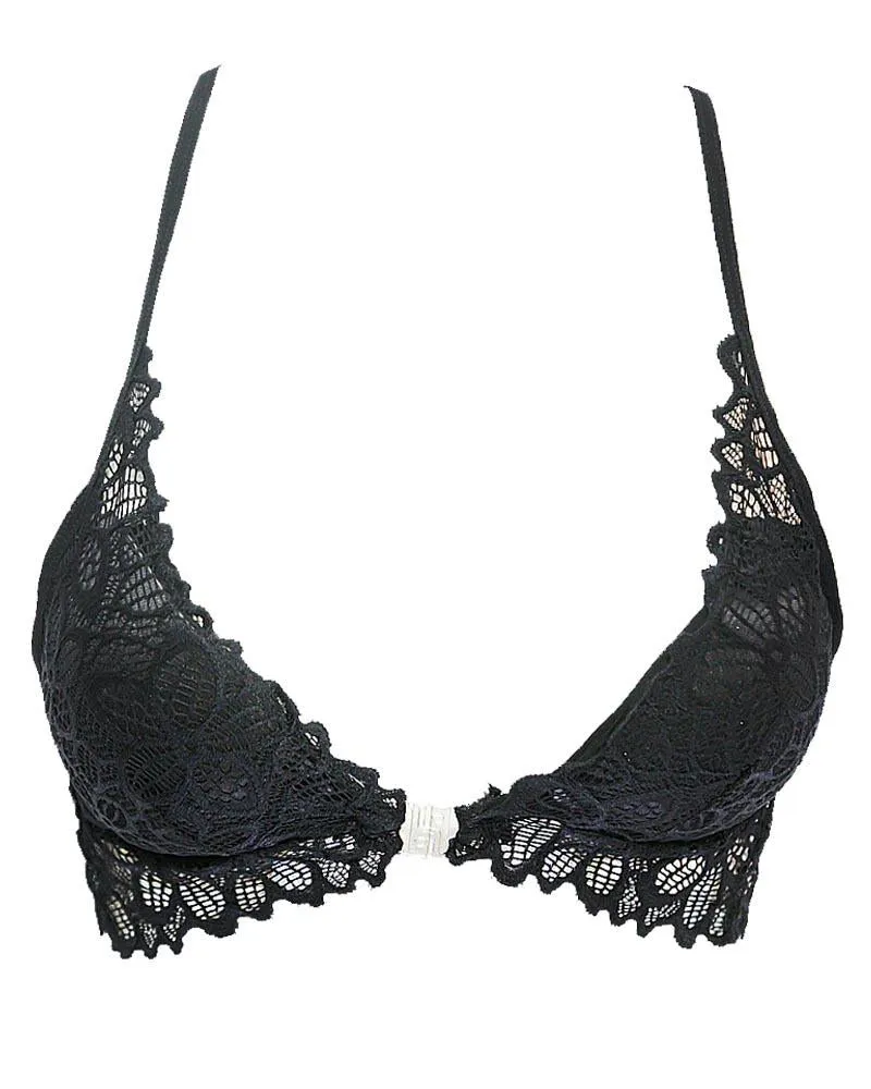 BLACK SEXY LACE FRONT OPEN FASHION PUSH UP BRA 738