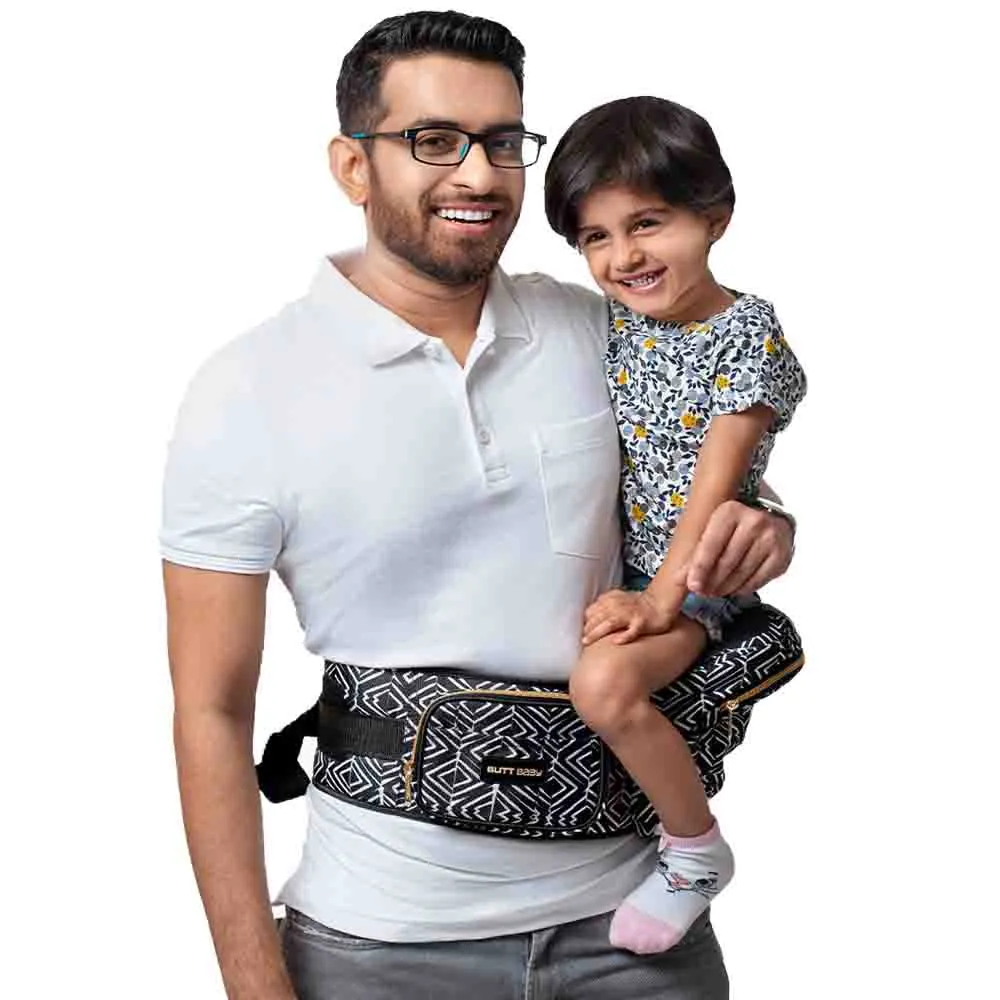 Black Tribal Route Printed Baby Carrier With Hip Seat