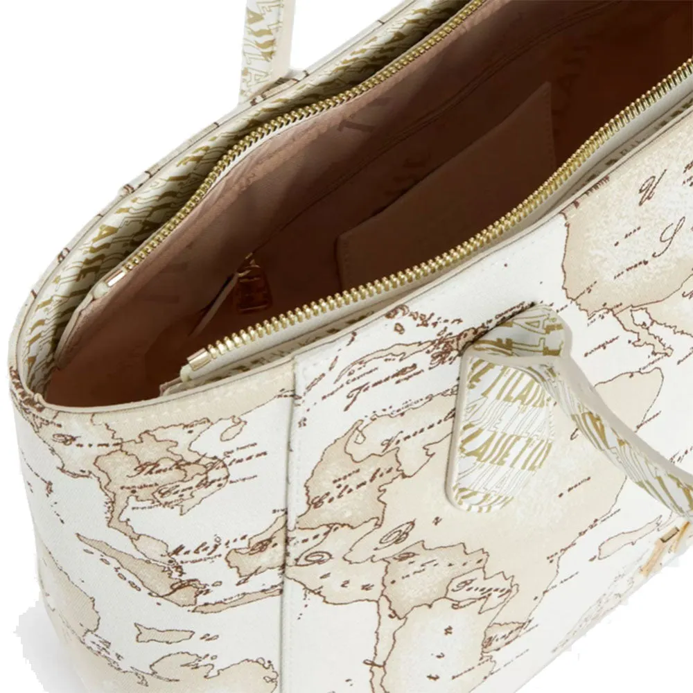 Borsa Donna Shopping 1A Classe Alviero Martini linea Geo Blanco in Canvas stampa Geo White GV33