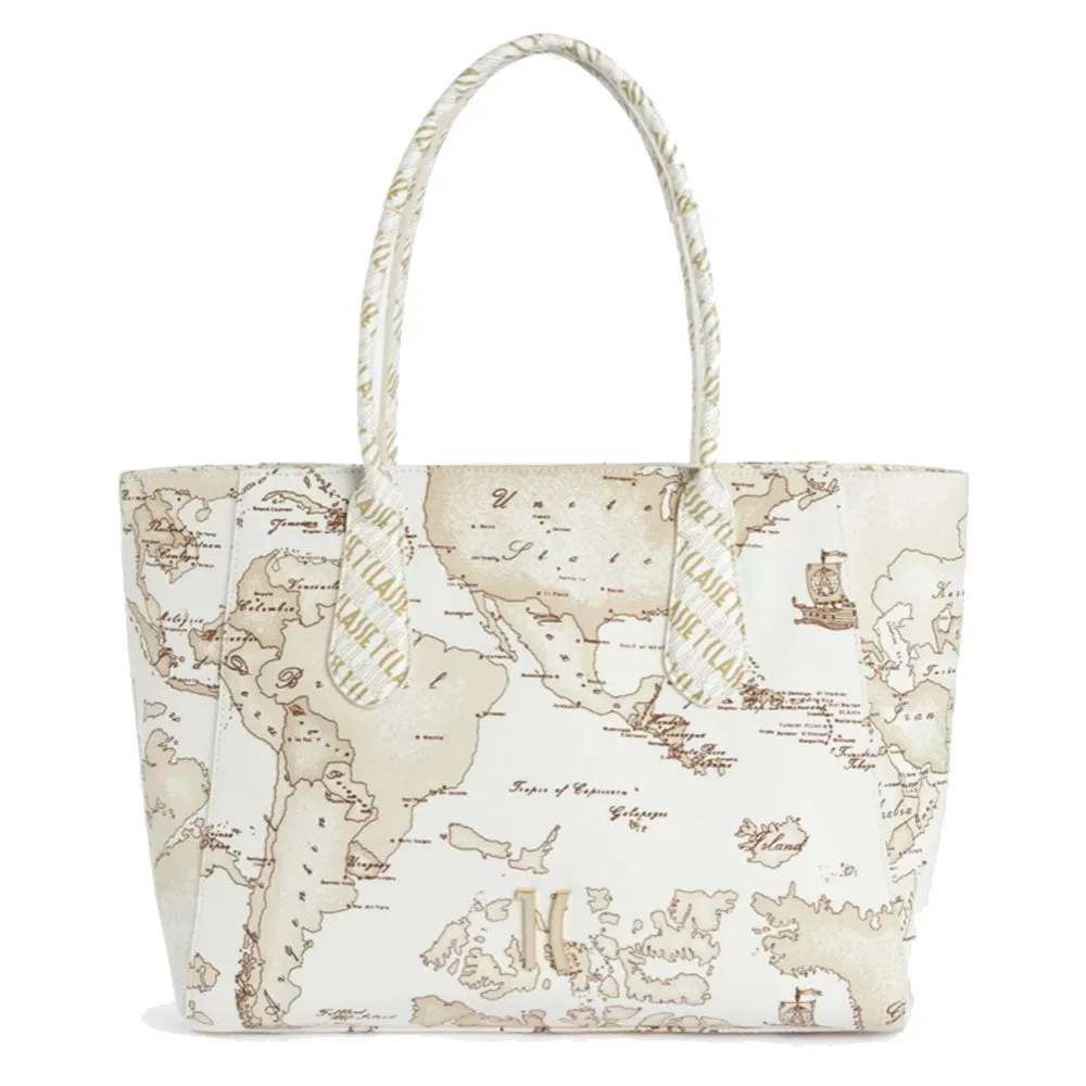 Borsa Donna Shopping 1A Classe Alviero Martini linea Geo Blanco in Canvas stampa Geo White GV33