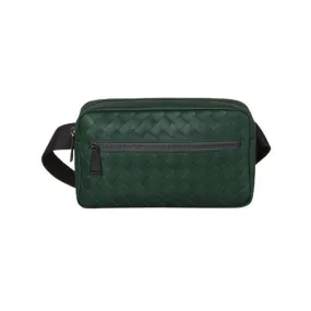 Bottega Veneta Pine Green Braided Calfskin Zipper Chest - Waist Bag