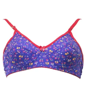 Branded Printed BBG-2004 Comfortable - Non Padded , Non Wired Bra Blue - Blue Bell Girl