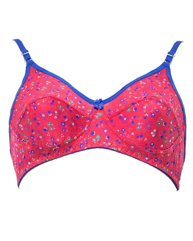 Branded Printed BBG-2004 Comfortable - Non Padded , Non Wired Bra Red - Blue Bell Girl