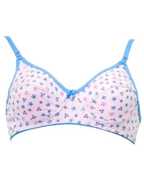 Branded Printed BBG-2005 Comfortable - Non Padded , Non Wired Bra  Pink - Blue Bell Girl