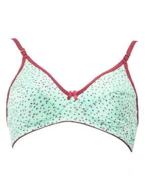 Branded Printed BBG-2008 Comfortable - Non Padded,Non Wired Bra Sea Green - Blue Bell Girl