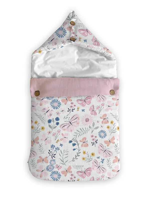 Butterfly Garden Muslin Carrier Nest / sleeping bag , 0-12 Months