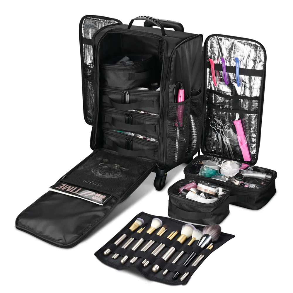 Byootique Hair Stylist Travel Case with Makeup Barber Bag