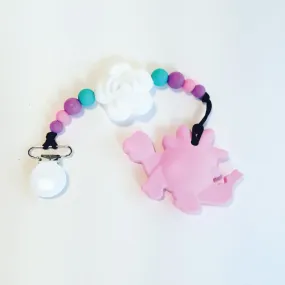 ChewChain Teething Toy ~ Pink Dino