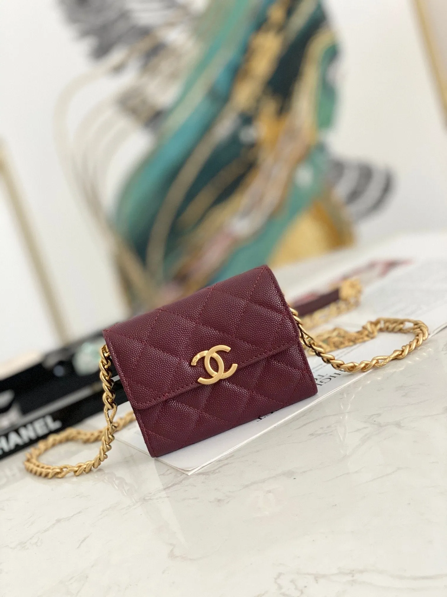 CHLMini Flap Bag Gold Toned Hardware Red For Women 4.7in/12cm