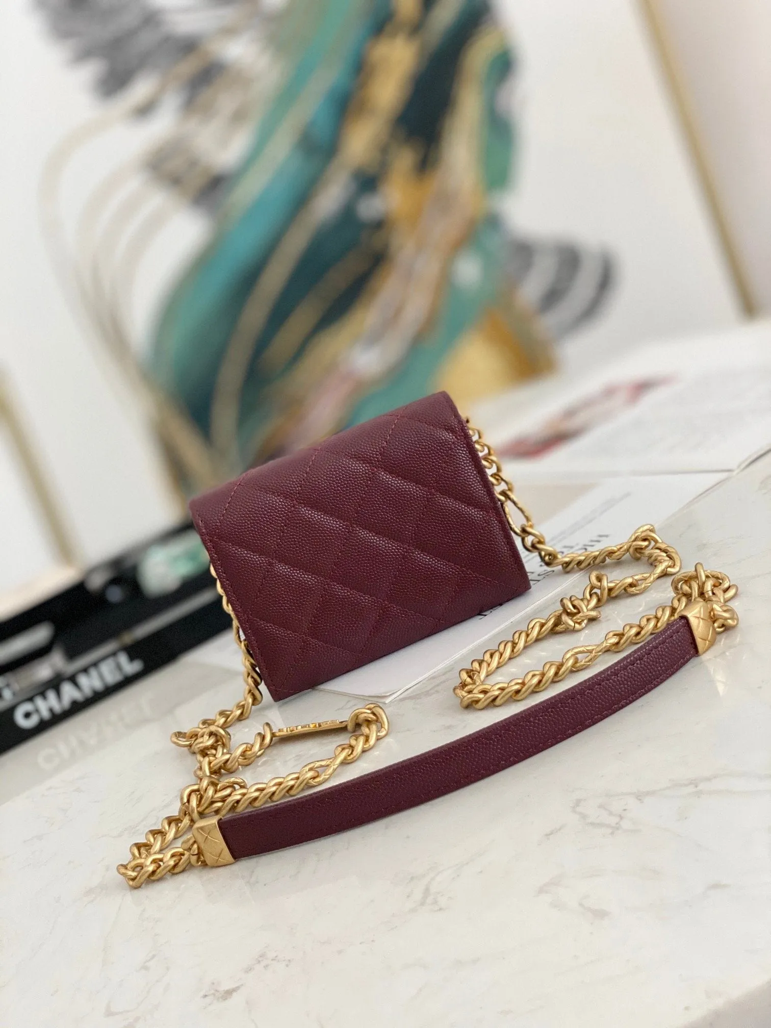 CHLMini Flap Bag Gold Toned Hardware Red For Women 4.7in/12cm