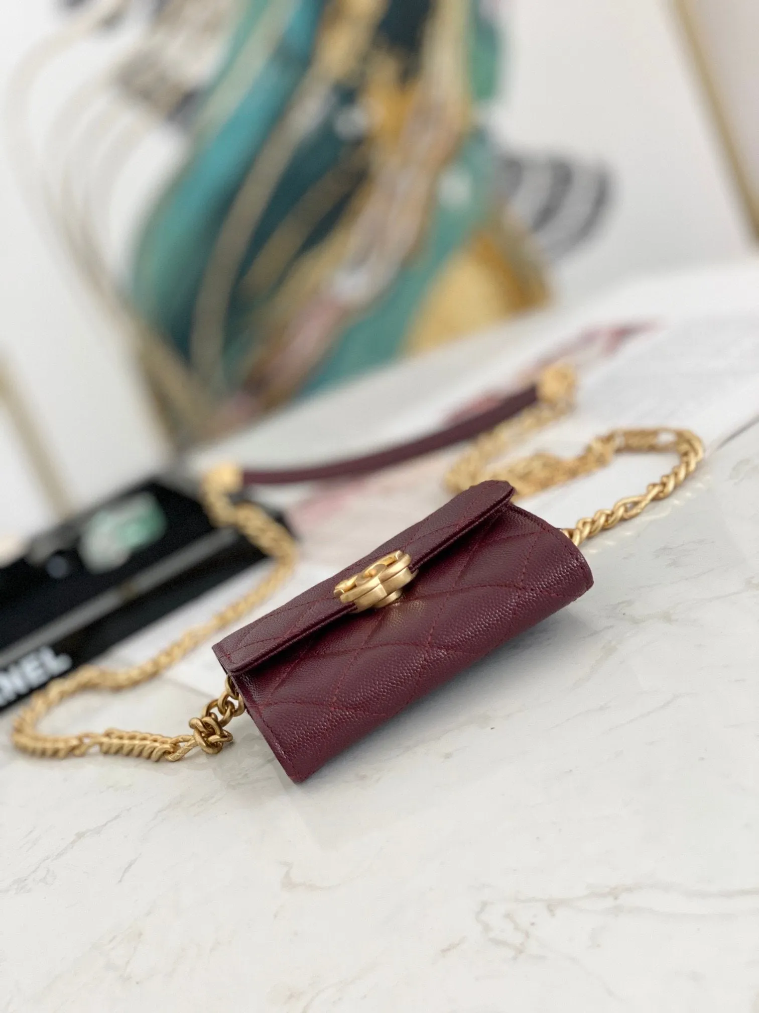 CHLMini Flap Bag Gold Toned Hardware Red For Women 4.7in/12cm