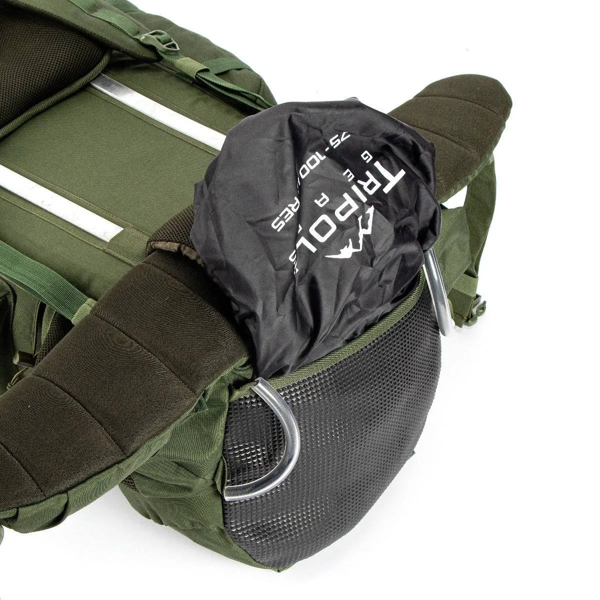 Colonel Pro Metal Frame Rucksack   Detachable Bag & Rain Cover - 90 Litres - Army Green