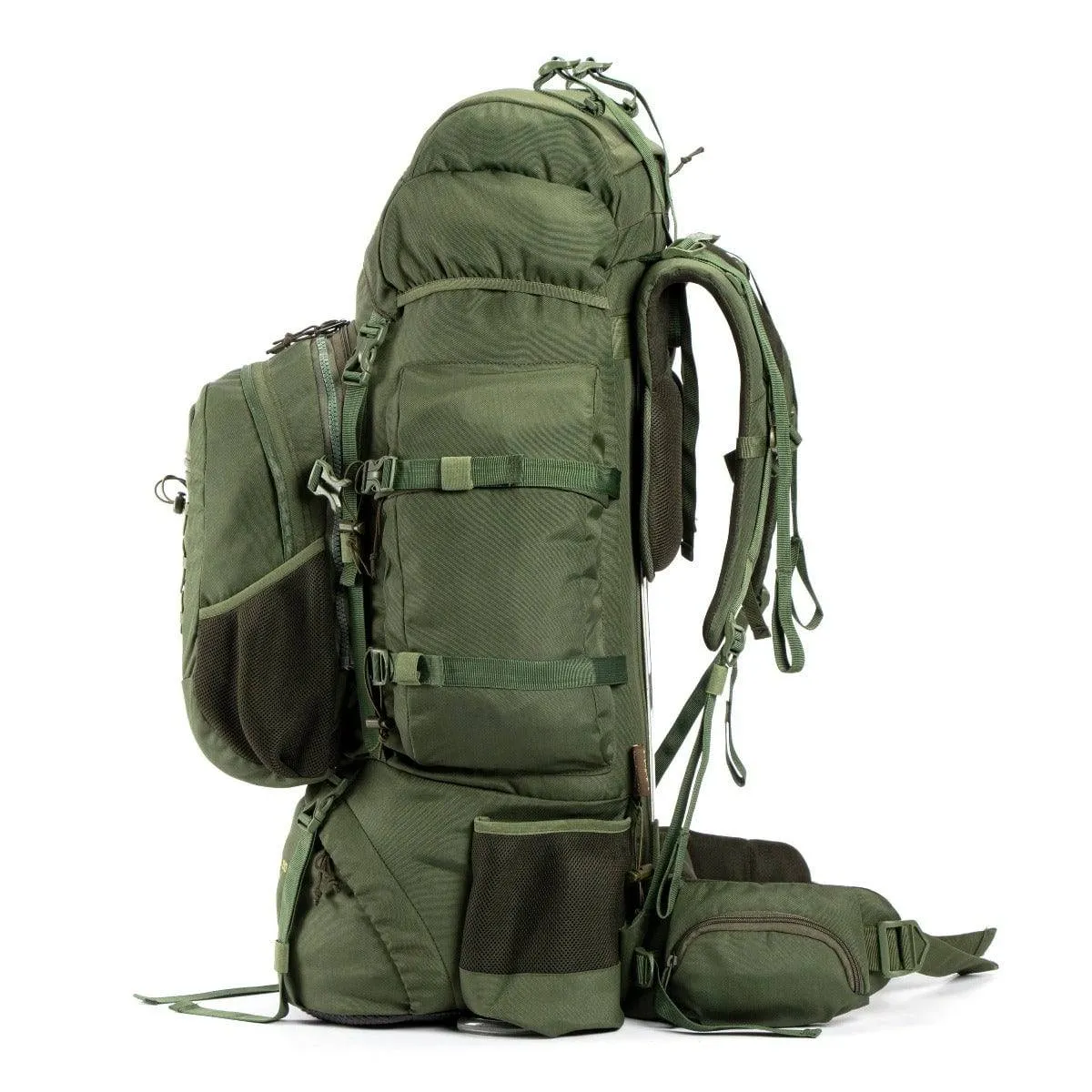 Colonel Pro Metal Frame Rucksack   Detachable Bag & Rain Cover - 90 Litres - Army Green