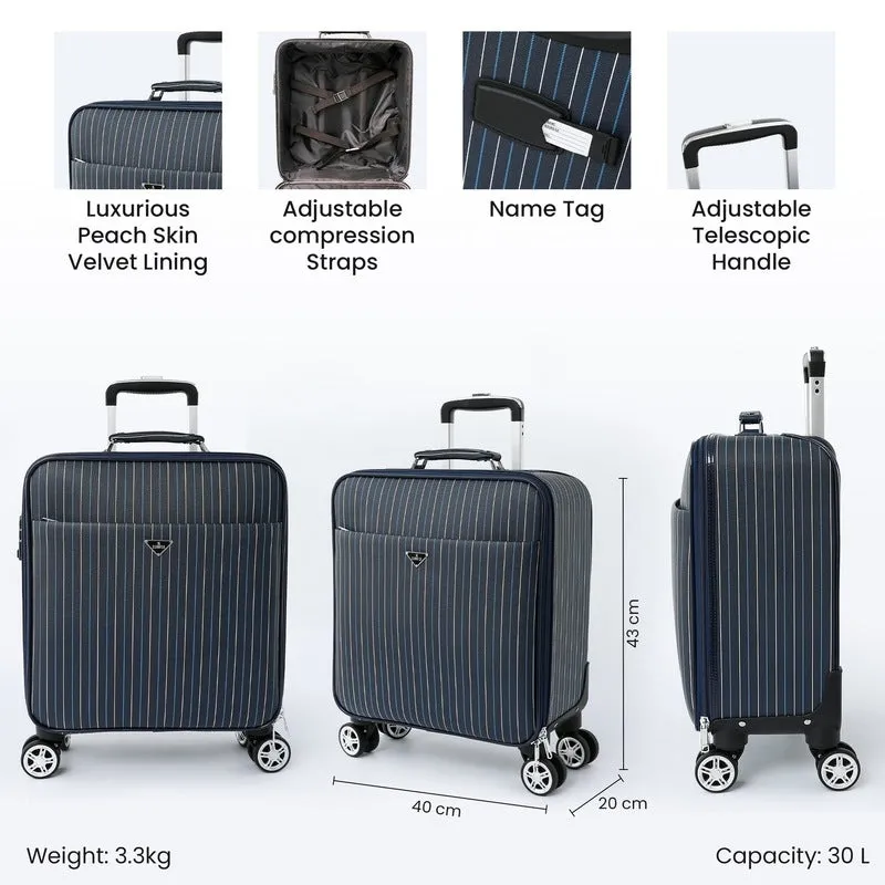 Compact Cabin Trolley Bag with TSA Lock & Mute Wheels | Lightweight | 30L | Blue