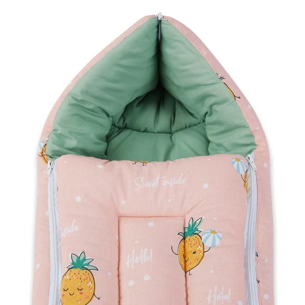 Cotton Carrier Nest cum sleeping bag, Pineapple Samba ( Newborn - 3 Months)