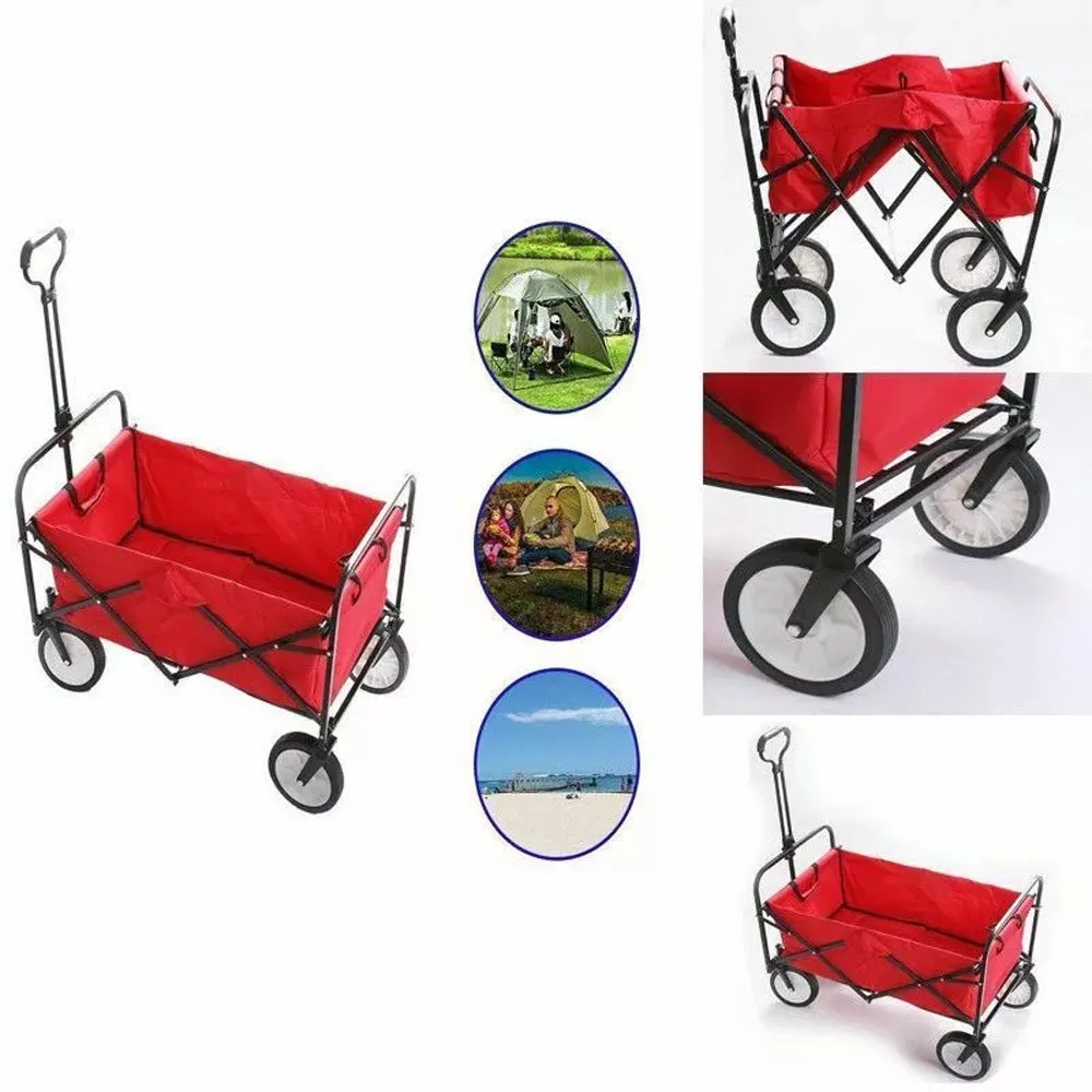 CRONY TC3015 Folding Cart Heavy Duty  Collapsible Folding  Wagon Utility Shopping Outdoor Camping Garden Cart | BLUE