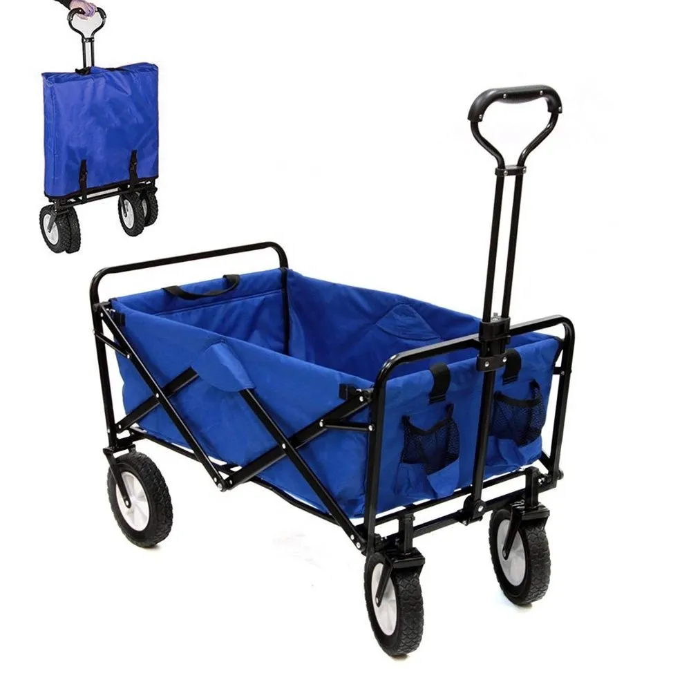 CRONY TC3015 Folding Cart Heavy Duty  Collapsible Folding  Wagon Utility Shopping Outdoor Camping Garden Cart | BLUE