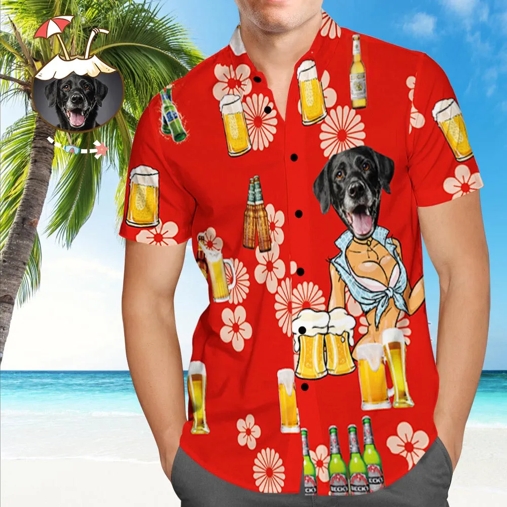 Custom Dog Face Hawaiian Shirt Custom Hawaiian Shirt with Photo Button Down Beach Shirts