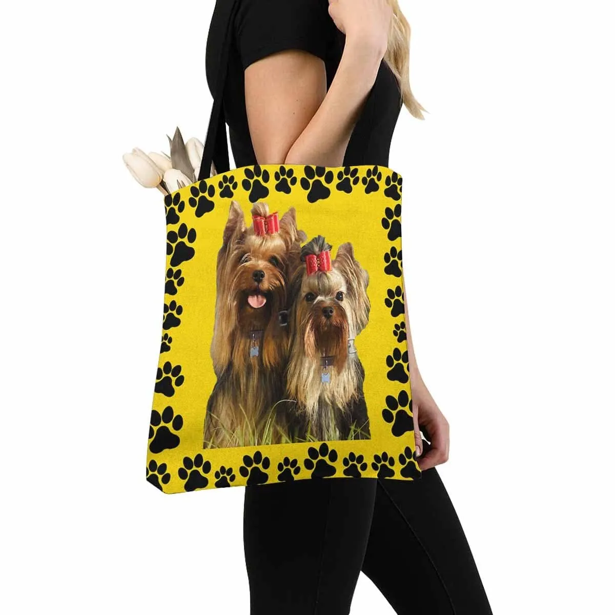 Custom Dog Paw Yellow Canvas Tote Bag