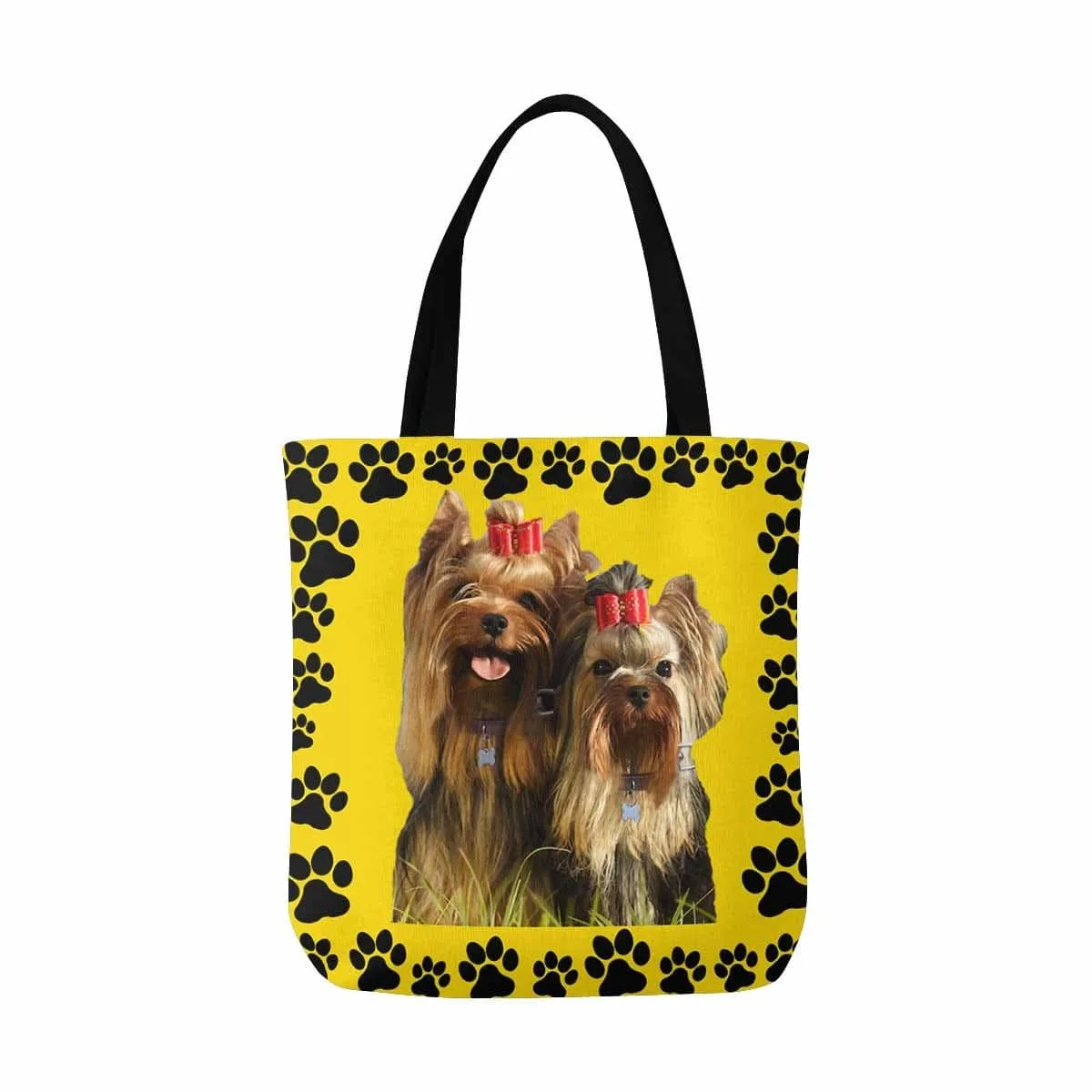 Custom Dog Paw Yellow Canvas Tote Bag