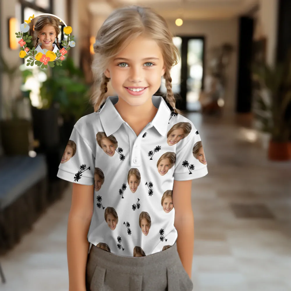 Custom Face Kids Polo Shirts Personalised Photo Shirt Coconut Trees