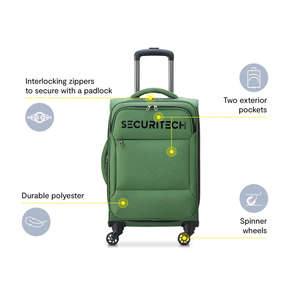 Delsey Paris Securitech Vanguard DY40038 66cm 4 Double Wheels Expandable Cabin Soft Trolley Case - Green